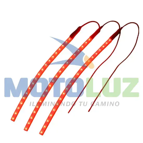 CINTA LED ROJO CORREDIZA 30 CM PARA MOTO